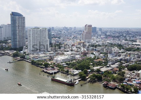 Bangkok landscapes with the river and blue sky on afternoon