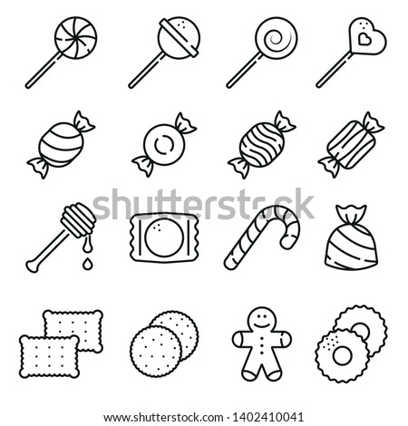 Sweets and candy icon set Line icon set