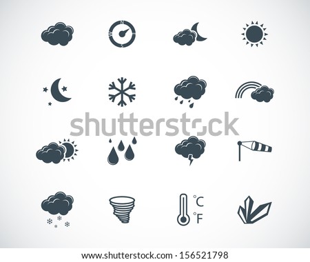 vector black weather icons set