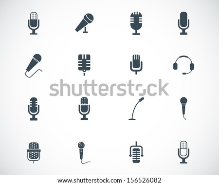 Vector black  microphone  icons set