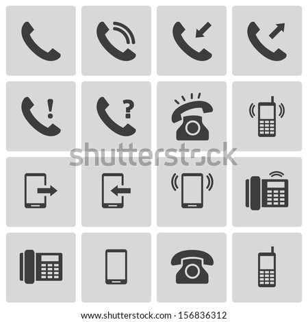 Vector black telephone icons set