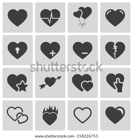 Vector Black Hearts Icons Set - 158226755 : Shutterstock