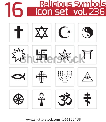 Vector black religious symbols set