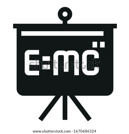 physics e=mc black icon on white background