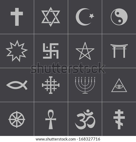 Vector black religious symbols set
