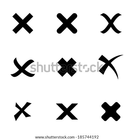Vector black rejected icons set on white background