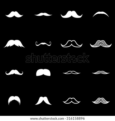 Vector White Moustaches Icon Set. - 316158896 : Shutterstock