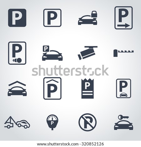 Vector black parking icon set.