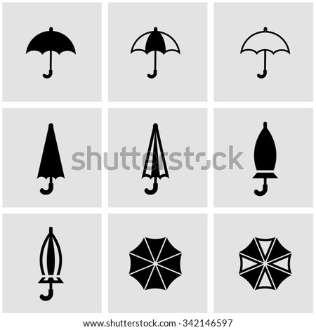 Vector black umbrella icon set.