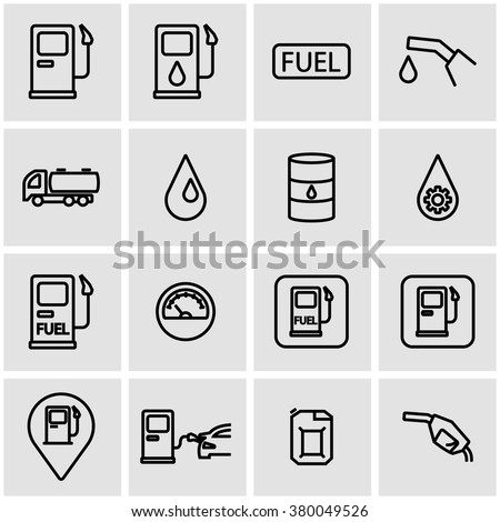 Vector line gas station icon set