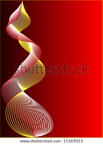 An abstract waves red and yellow illustration with a series of waves on the left hand side of the image with room for text