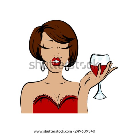 Woman With A Drink. Handdrawn Vector Illustration Isolated On White ...