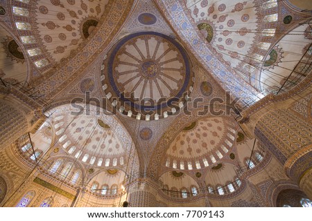 Blue mosque interior ceiling