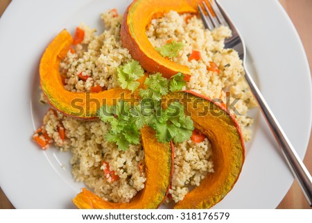 Healthy quinoa salad with grilled pumpkin
