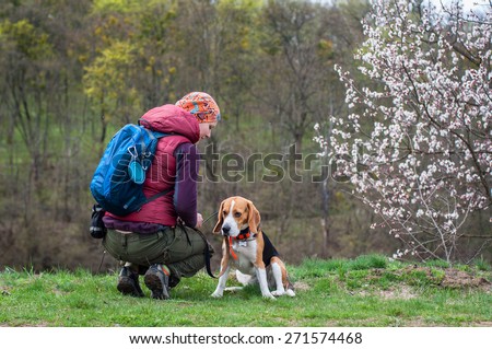 happy master with beagle dog