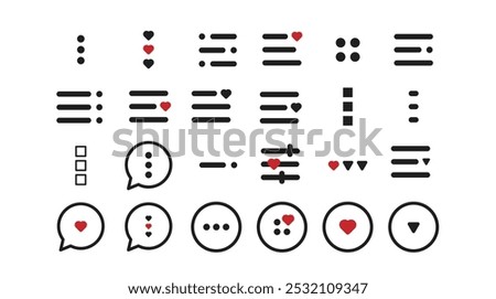 Hamburger web and mobile app menu icons, vector buttons for website UI navigation. Hamburger or burger line app menu for home or drop list and application drawer or more menu bars in mobile app