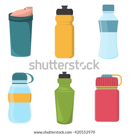 Set of blank bicycle plastic bottles for water