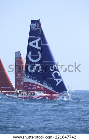ALICANTE, SPAIN - OCTOBER 4: SCA Team boat competing in the In-Port Race, during the 