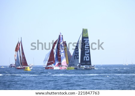 ALICANTE, SPAIN - OCTOBER 4: Team boats competing in the In-Port Race, during the \