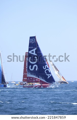 ALICANTE, SPAIN - OCTOBER 4: SCA Team boat competing in the In-Port Race, during the 