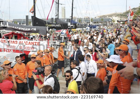 ALICANTE, SPAIN - OCTOBER 11: Authorities say goodbye to the components of the ships in the Race Exit, \