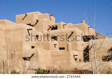 Traditional pueblo architecture of Santa Fe, New Mexico