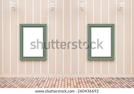 two blank billboard or photo frame on stone wall background