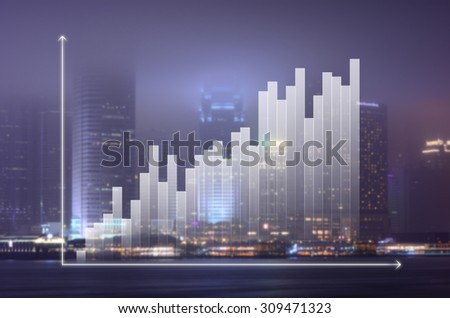 business graph on night modern city background