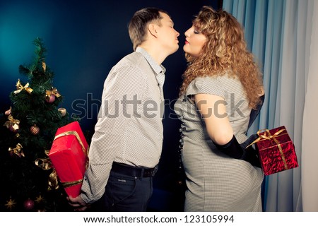 adult couple in love.Plus size woman and slim man
