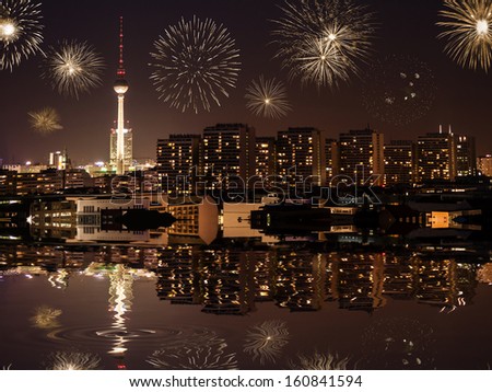 new year\'s eve in berlin with fireworks
