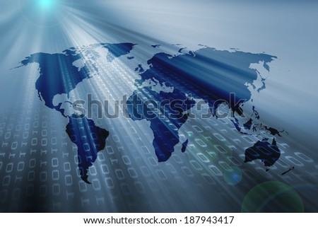 data stream, world, numbers and lensflare
