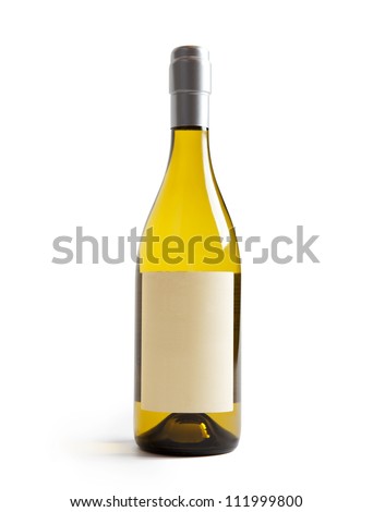 White Wine Bottle, With Real Paper Blank Label. Label Is At Eye Level ...