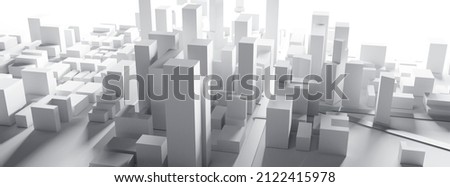 City background. City living, urban planning, development, design concept image. White buildings with incoming light. feel. 3d rendering,3D illustration. Сток-фото © 