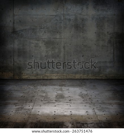 Empty raw concrete space with dim lighting.