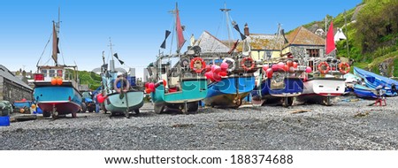 fishing boats at the cornish coast, cadgwith village uk