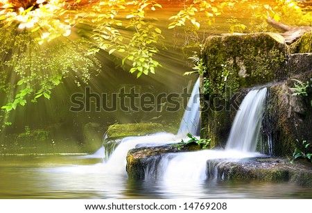 Similar – Image, Stock Photo Water flows through the potato plantation. Watering and care of the crop. Surface irrigation of crops. European farming. Agriculture. Agronomy. Providing farms and agro-industry with water resources.