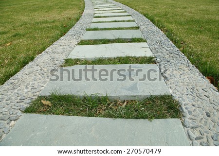 The stone path in the park