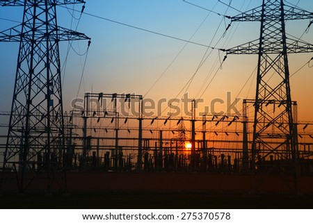 High voltage electric tower line