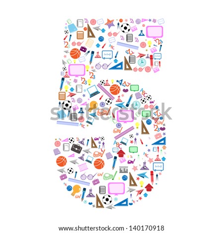 colorful school number background with media icons