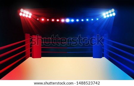 Boxing ring arena and floodlights beautiful light vector design.