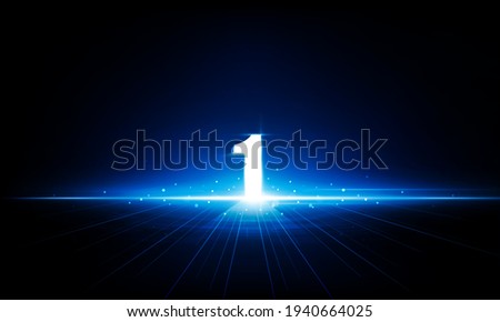 Abstract Key Door open number one Light out technology background Hitech communication concept innovation background,  vector design