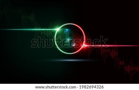 Abstract Business Start up Light out technology background Hitech communication Bitcoin is down in futuristic concept innovation background,  vector design