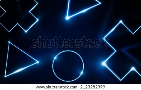 Abstract circle square triangle plus Light out technology and with neon. Hitech communication concept innovation background,  vector design