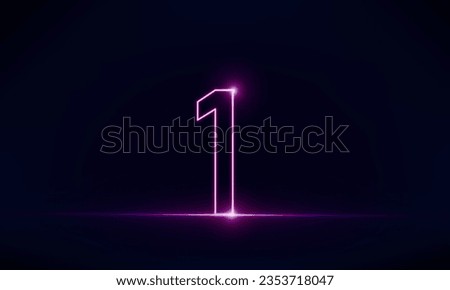 Abstract sports Light out technology and with number one glowing in the dark, pink blue neon light Hitech communication concept innovation background,  vector design