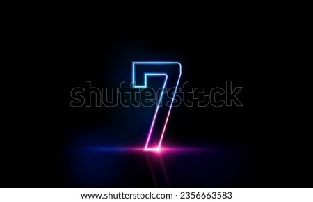 Abstract sports Light out technology and with number seven glowing in the dark, pink blue neon light Hitech communication concept innovation background,  vector design