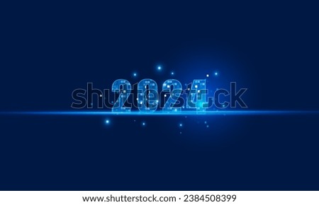 Abstract technology polygon Happy New Year 2024 of symbol Hitech communication concept of private key digital world, vector design. 