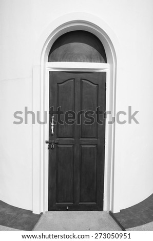 wooden door in the empty room
