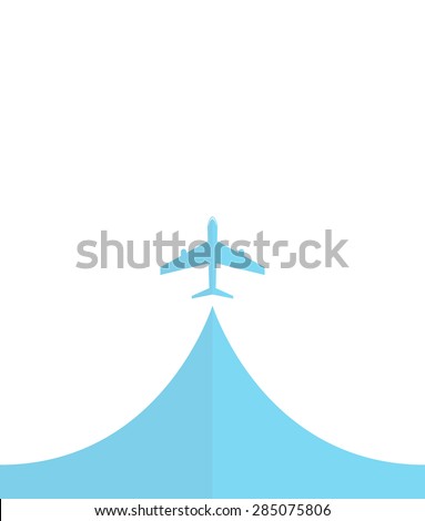 white silhouette of airplane, isolated on blue Flat icon modern design style vector illustration concept.