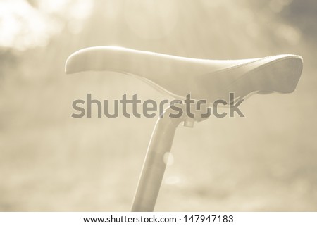 black bike saddle outdoor closeup