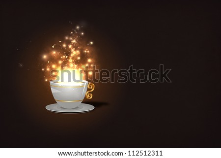 Illustration of Coffee cup and cascade of sparks